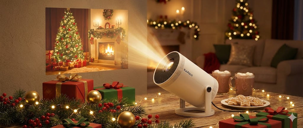 4K Taşınabilir 720P Projektör 260ANSI Lümen 180 ° Ev Sineması Döndürün, Mükemmel Noel Hediyesi, Wifi6